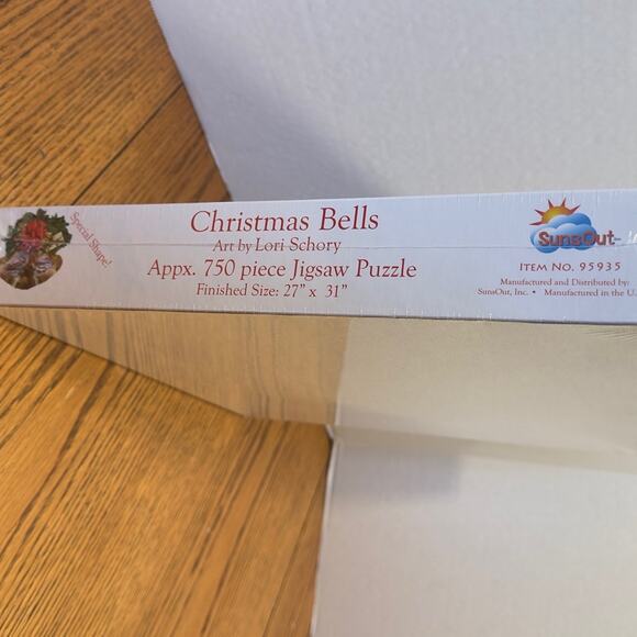RARE 2014 SunsOut Christmas Bell Shaped Puzzle 750 Pc Lori Schory NEW SEALED HTF - Picture 8 of 10